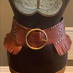 Rare vintage 70” Fringe leather belt